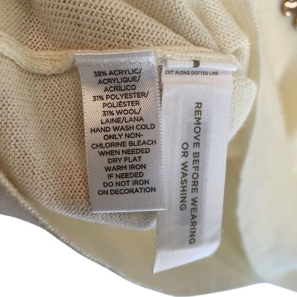 LOFT Ann Taylor Wool Blend Embellished Crewneck Long Sleeve Top Women's Size SP - Picture 5 of 6